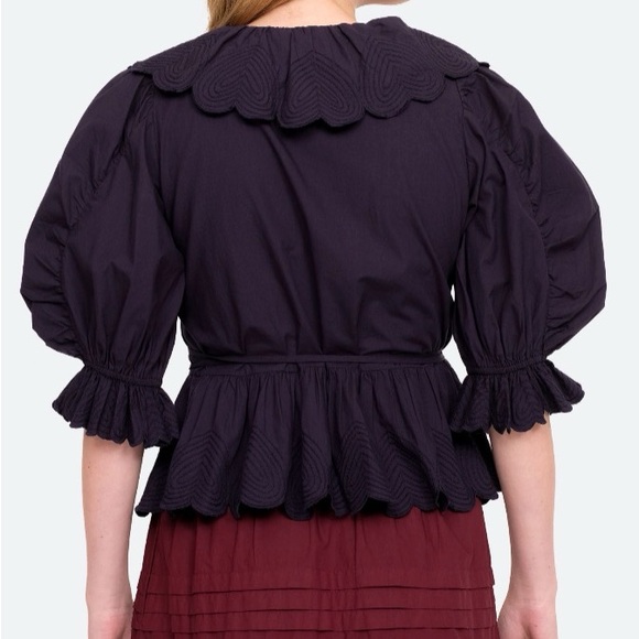 Sea NY Women’s Heidi Wrap Top, Navy color, sample size 4/S - Picture 7 of 11